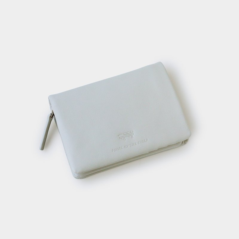 Pinsel 短夹包 淡灰色 - 皮夹/钱包 - 真皮 