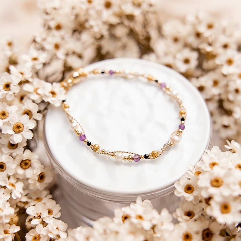 贵人 x 紫水晶 珍珠 拉长石 天然石 水晶【蒲公英记忆】缠绕手链 - 手链/手环 - 宝石 
