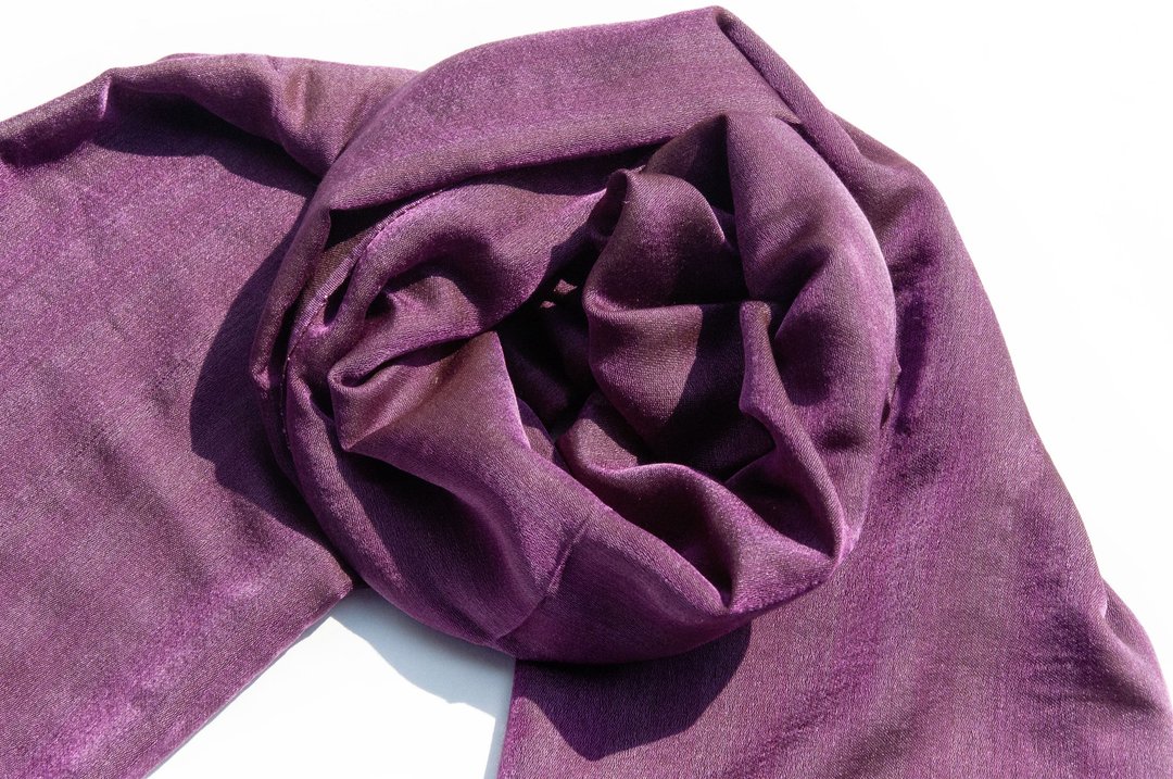 喀什米尔Cashmere 编织羊绒围巾 羊毛真丝披巾 戒指绒披肩-双色 - 围巾/披肩 - 羊毛 紫色