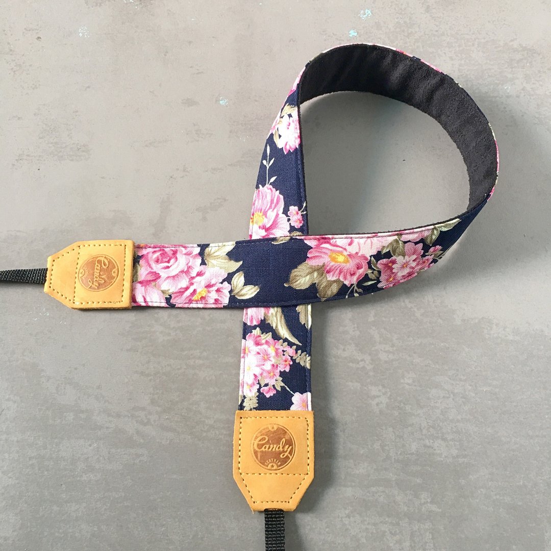 Navy Flora Mirrorless or DSLR Camera Strap - 相机 - 棉 蓝色