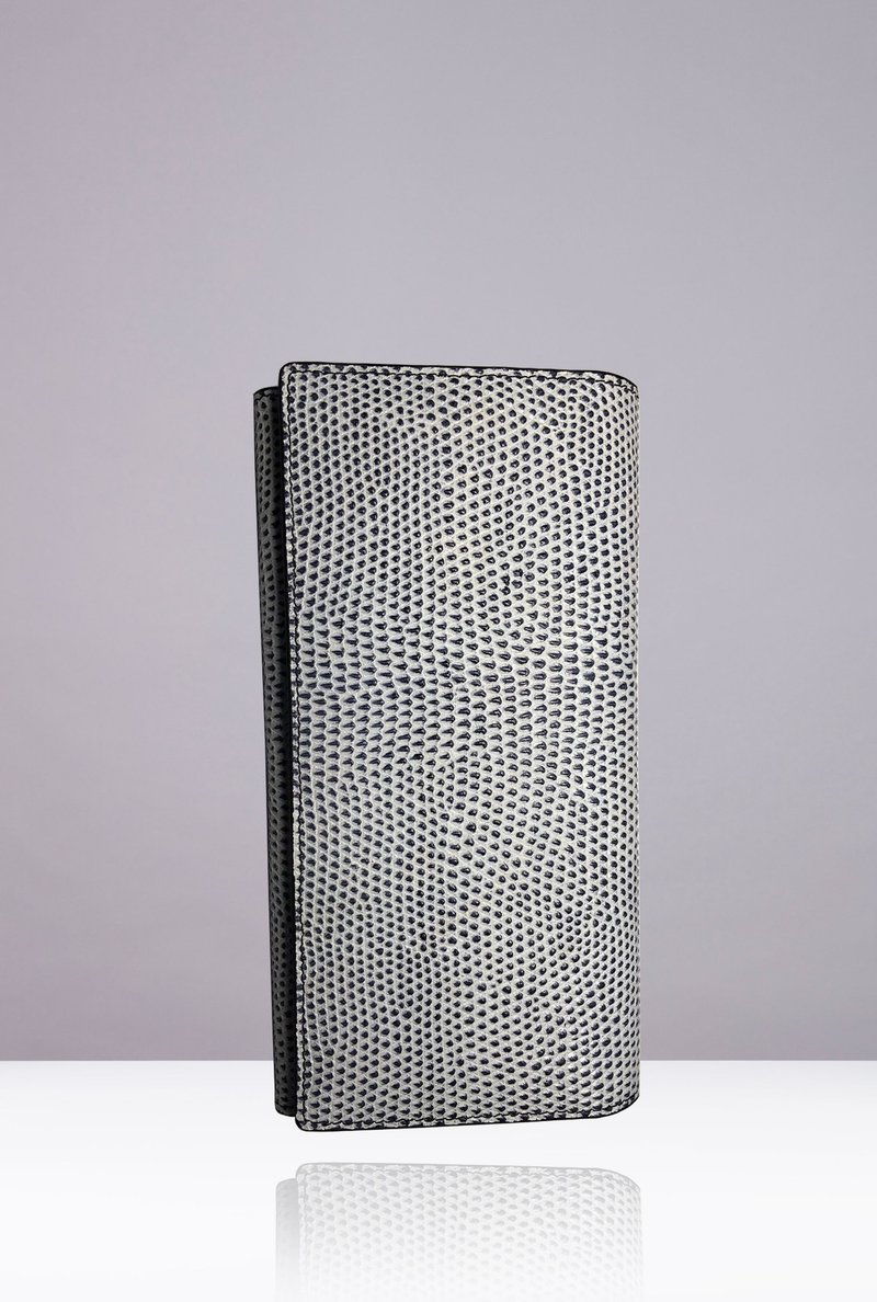 NEVER MIND-wallet 中性长夹-仿生物纹牛皮小牛皮-FUTRA-白黑撞色 - 皮夹/钱包 - 真皮 白色