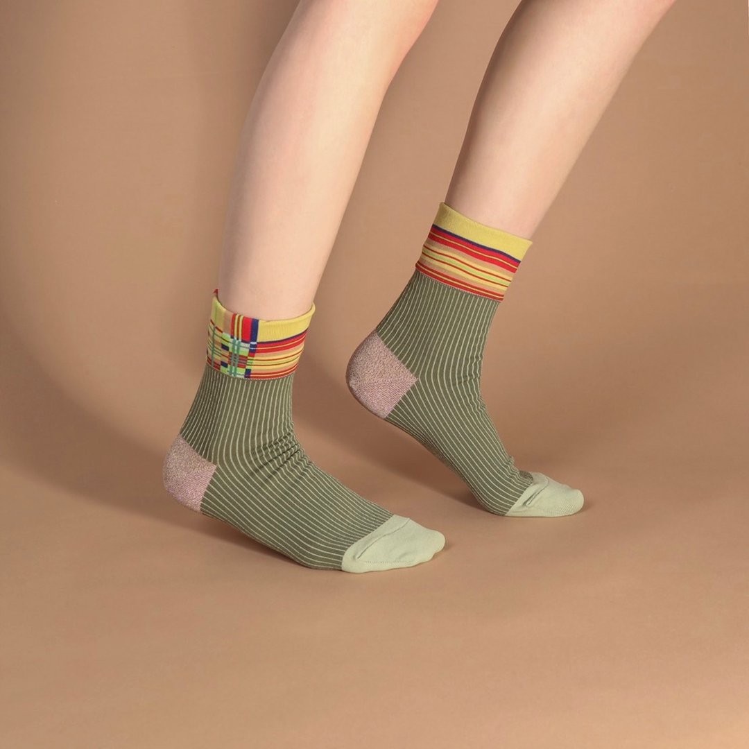 Therese Socks - 袜子 - 棉．麻 绿色