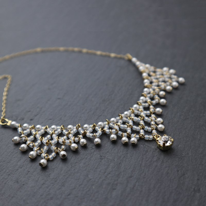 Lacy Necklace / Beaded Lacy Necklace - 项链 - 其他材质 白色