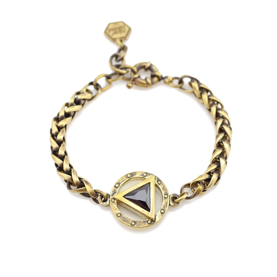 NEW NOISE 音乐饰品实验所-PLAY键锆石手錬 (黄铜染黑款)Play key Zircon bracelet - 手链/手环 - 其他金属 金色