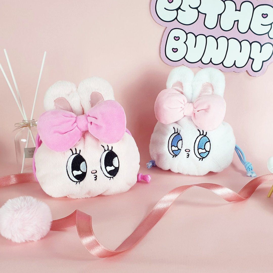 【Esther Bunny艾丝乐小兔】绒毛束口袋 绒毛袋 - 手提包/手提袋 - 聚酯纤维 粉红色