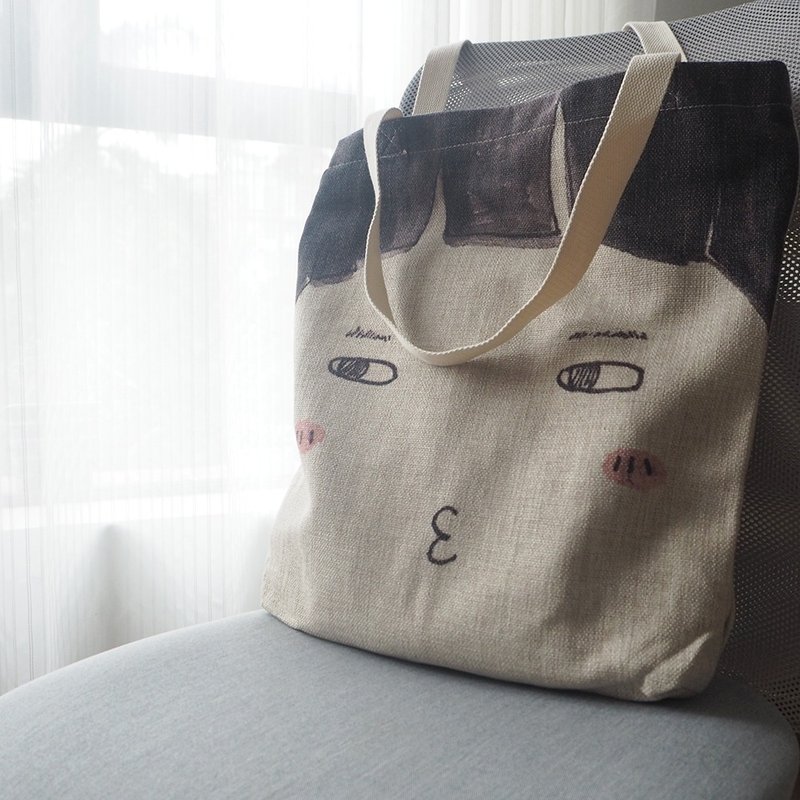 啊啊啊~我的脸真的超大超实用/棉麻背包/单肩包/环保袋 - 侧背包/斜挎包 - 棉．麻 透明