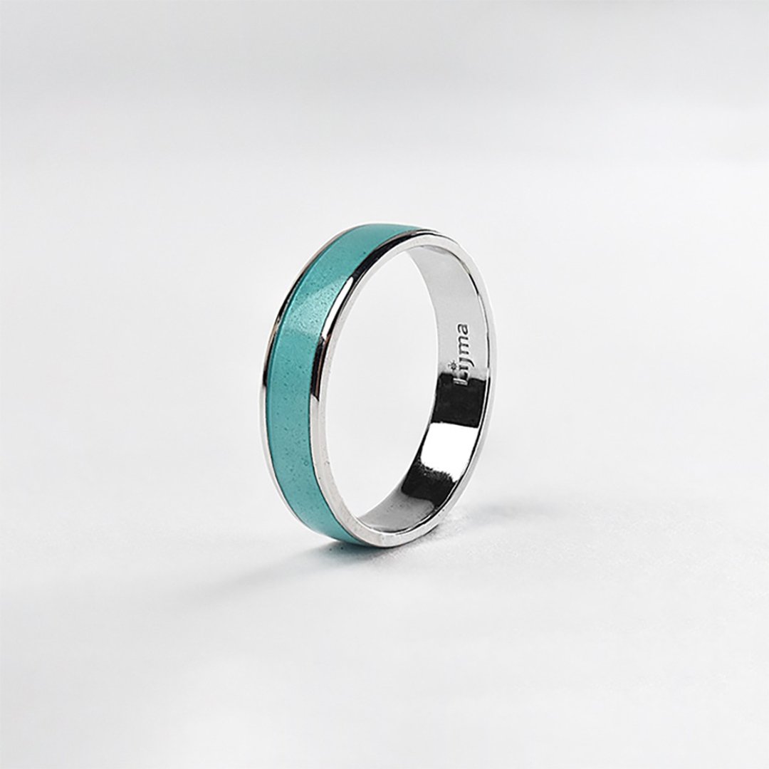 珐琅银戒 -湖水绿 TURQUOISE GREEN - 戒指 - 银 银色