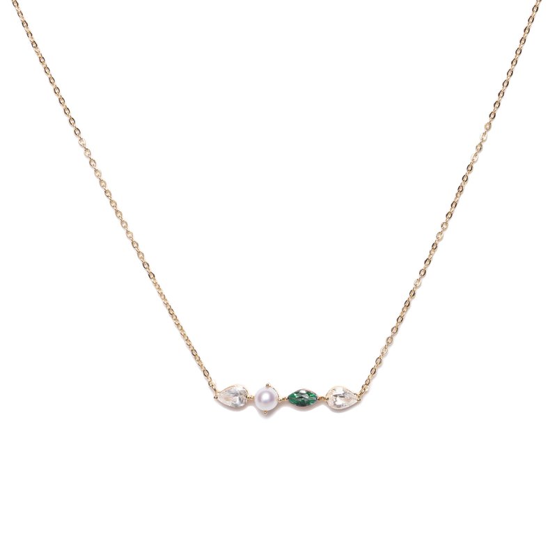 持之以恒撞色项链 925银厚镀18K金 Ditta P Necklace - 项链 - 珍珠 金色
