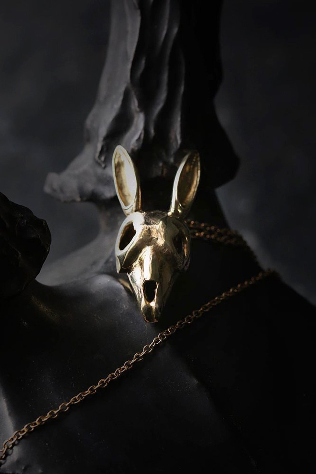 Rabbit Skull Charm Necklace by Defy. - 项链 - 其他金属 