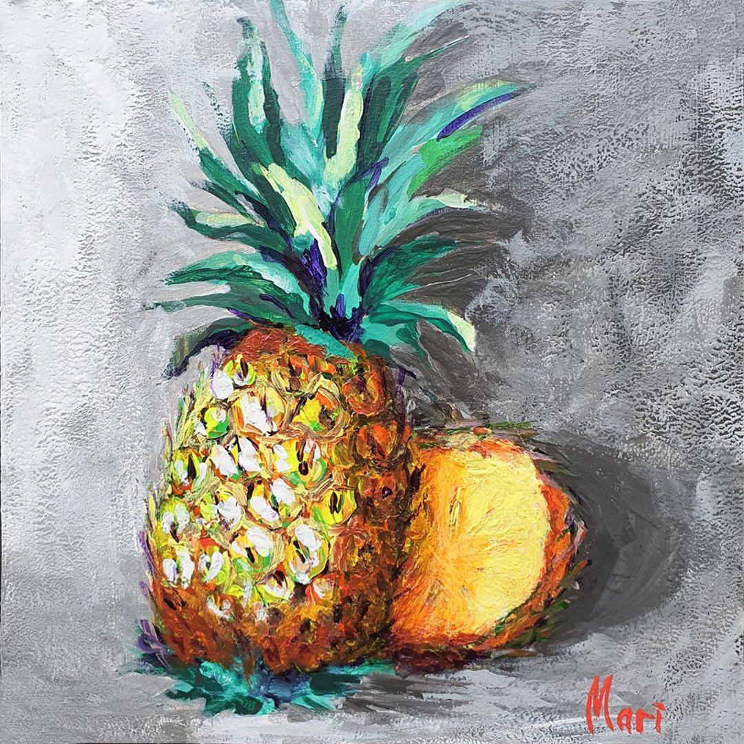 菠萝画水果静物厨房蔬菜食品水果花园浆果 - 海报/装饰画/版画 - 其他材质 绿色