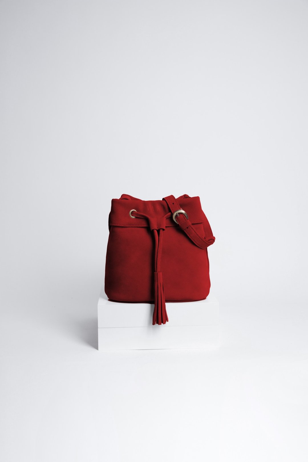 Leather fringe Bag (Super RED) : The Undressed Raspberry - 束口袋双肩包 - 真皮 红色