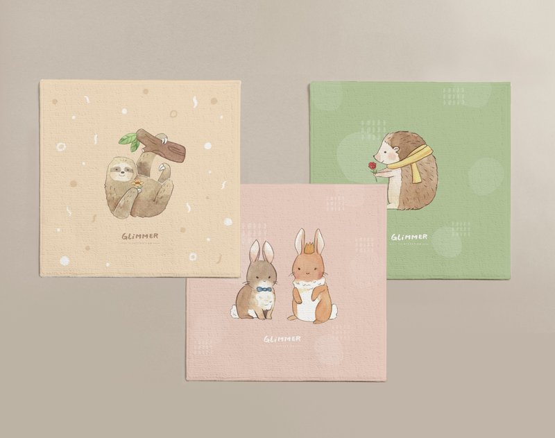 | 微光Zoo | 插画小方巾_森林动物系列 - 手帕/方巾 - 棉．麻 多色