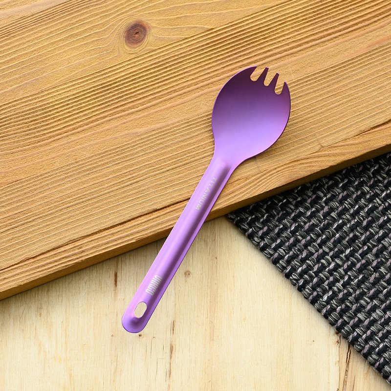 【美国 Vargo】 Titanium Spork ULV 超轻量纯钛汤叉 紫色 #T215 - 餐刀/叉/匙组合 - 其他材质 