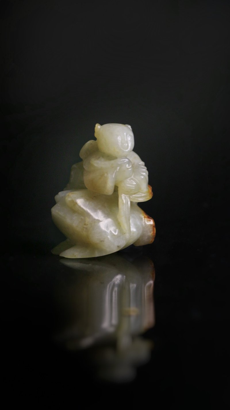 明末清初 白玉黄褐沁刘海戏金蝉 - 摆饰 - 玉石 