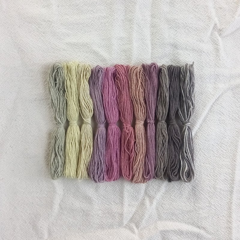 粗线/暖色和棕12m x 11 色/植物染色棉线 1mm 粗/绣线、刺子线、十字绣、包边、织补 - 编织/刺绣/羊毛毡/裁缝 - 棉．麻 多色