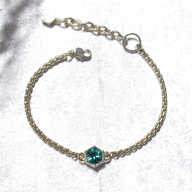 VIIART。原石-森绿。Vintage复古金古着黄铜手链 - 手链/手环 - 其他金属 绿色