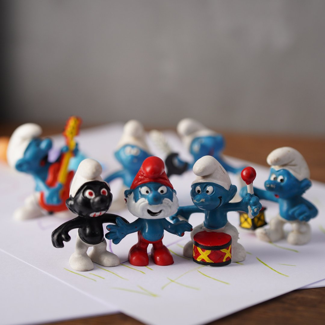 1970's 西德Schleich蓝色小精灵收藏公仔组/欧洲老件 - 玩偶/公仔 - 塑料 蓝色