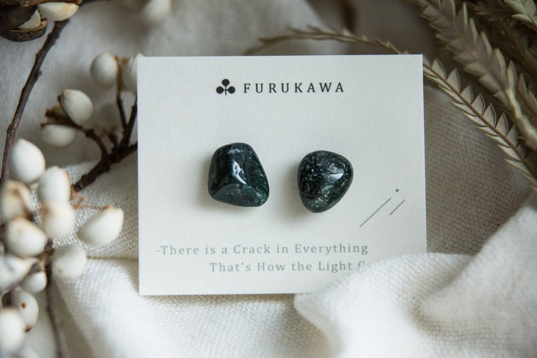 CRACK | 矿物系耳环 |  EARRINGS - 耳环/耳夹 - 玉石 绿色
