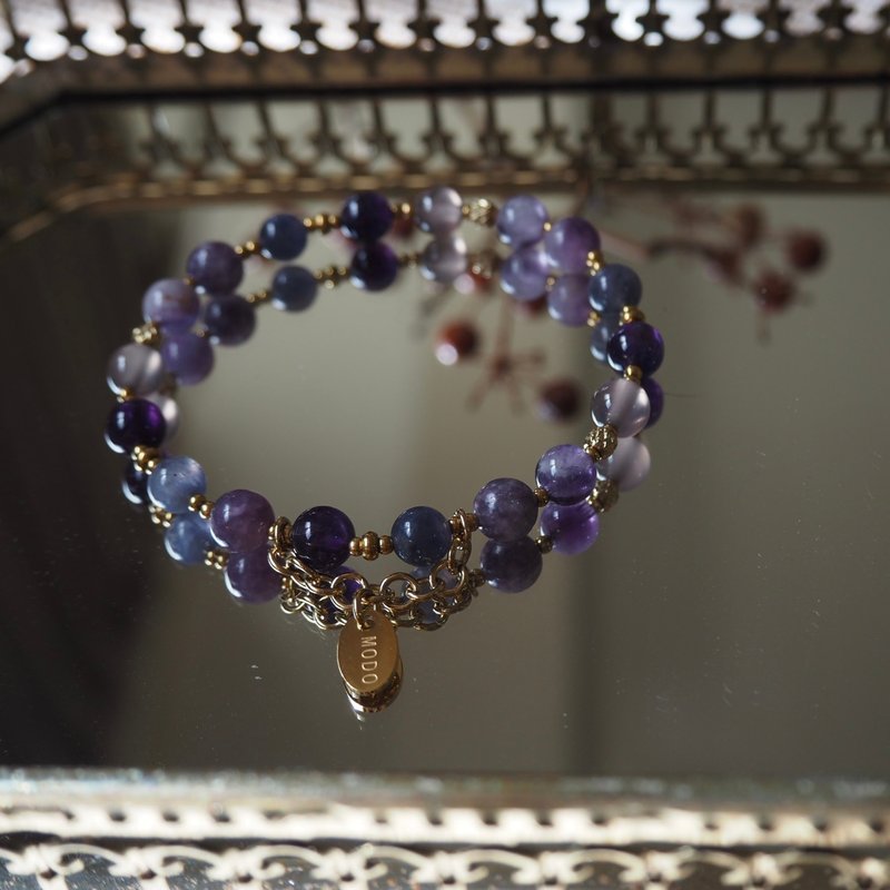 ll 紫想遇见 ll 堇青石 紫水晶 紫玉 紫梅花碧玺 手环 BR-00035 - 手链/手环 - 半宝石 紫色