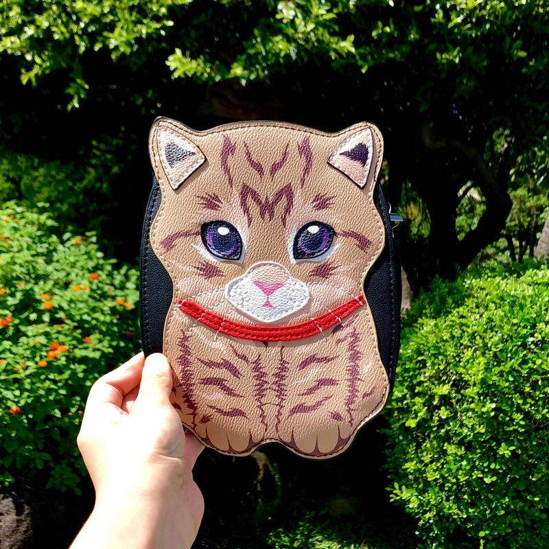 红项圈虎斑猫童趣造型斜背包/手机包/随身包  现货贩售 - 酷乐村 - 侧背包/斜挎包 - 人造皮革 黑色