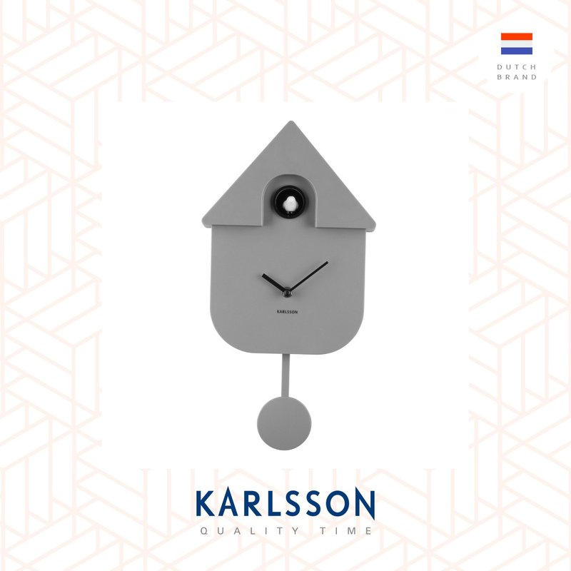 荷兰Karlsson, Modern Cuckoo 灰色摇摆布谷鸟挂钟 (整点报时) - 时钟/闹钟 - 塑料 灰色
