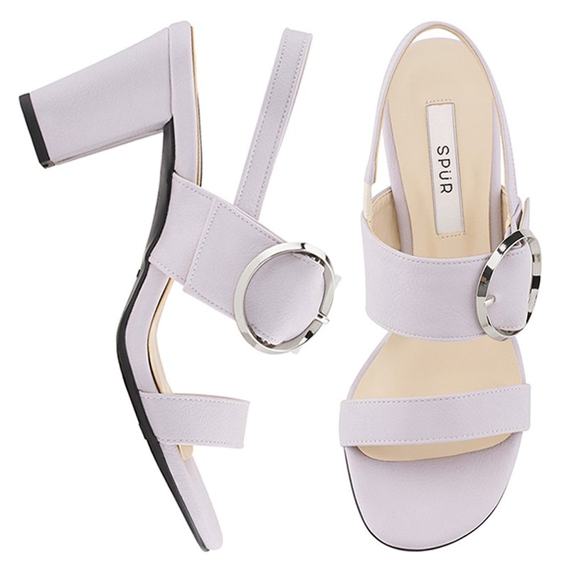 PRE-ORDER-SPUR 银圆扣绊带高跟凉鞋 MS7082 LAVENDER - 男女凉鞋 - 人造皮革 