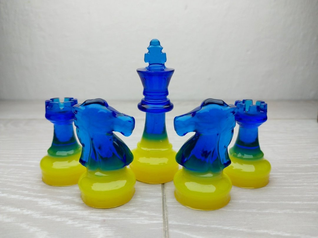 定制化树脂西洋棋套装附棋盘 |特大号尺寸 2.75 英寸（7 厘米）|环氧树脂 - 桌游/玩具 - 树脂 紫色