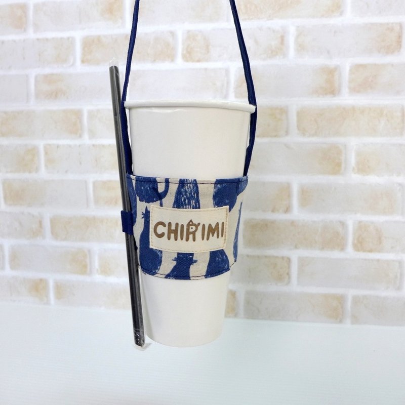 环保饮料提袋-猫影(单入) - 随行杯提袋/水壶袋 - 棉．麻 