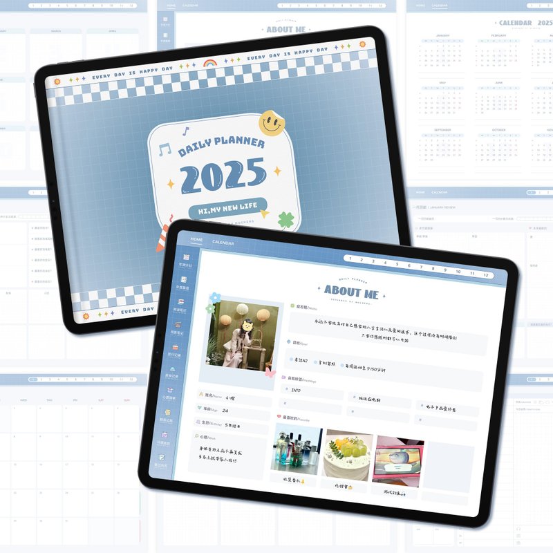 2025全年日程电子手帐模板薄缥超链接跳转goodnotes/notability - 电子手帐及素材 - 其他材质 