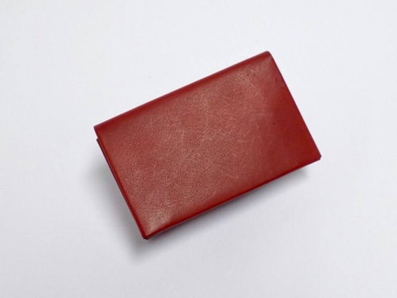 名片夹 红色 / 意大利小牛皮 / 双侧收纳款式 - 名片夹/名片盒 - 真皮 红色