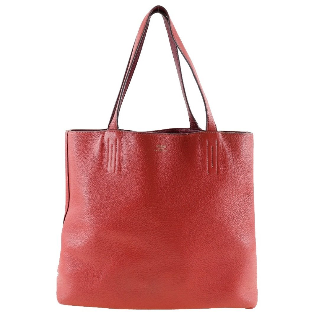 【日本直送】爱马仕 HERMES Double Sens 45 托特包 双面可翻转 Taurillon Clemence 牛皮 紫红色 女仕【二手】 - 手提包/手提袋 - 真皮 粉红色