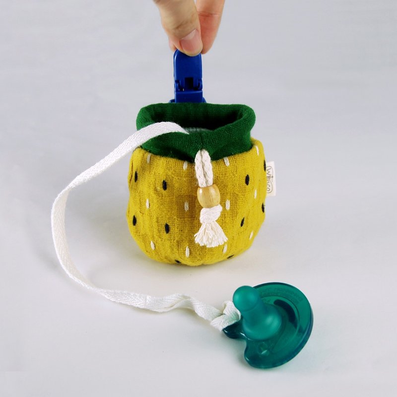 魔瓜 婴儿奶嘴束口包 - 围嘴/口水巾 - 棉．麻 黄色