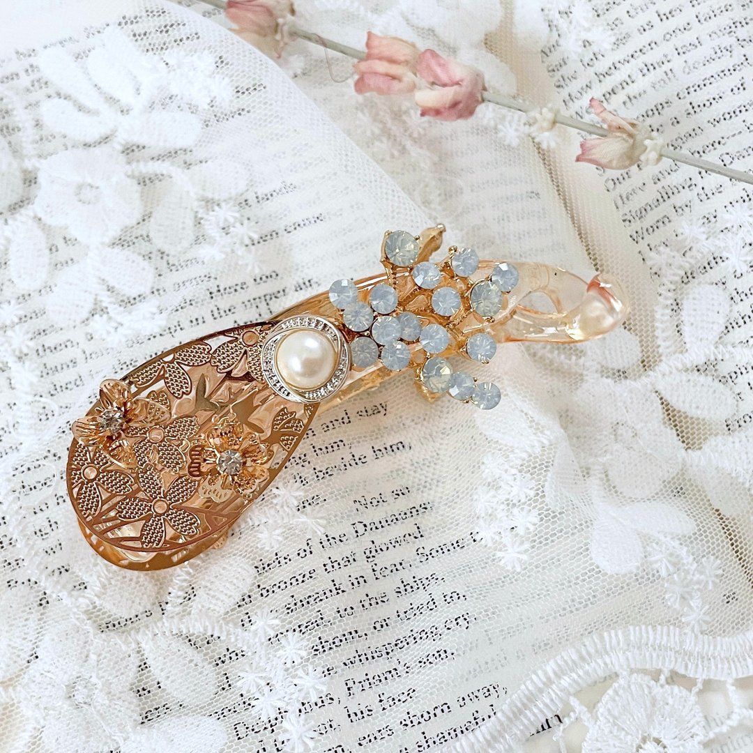 绿 / 多叶蛋白立体金属雕花发梳 香蕉夹 发叉 发插 相交夹 - 发饰 - 其他材质 绿色