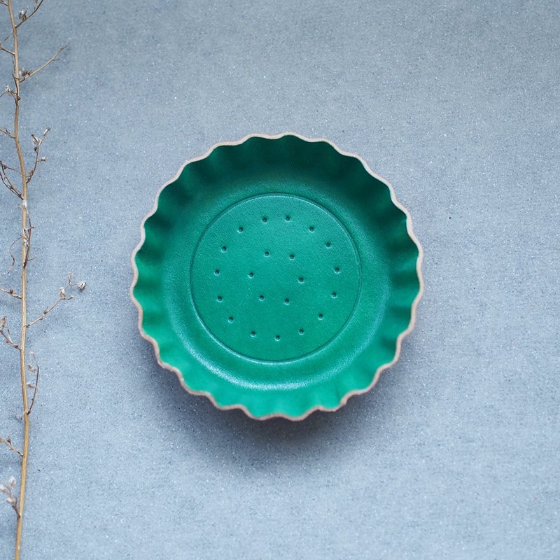 Green) Biscuit type accessories Accessories Genuine leather tray - 摆饰 - 真皮 绿色