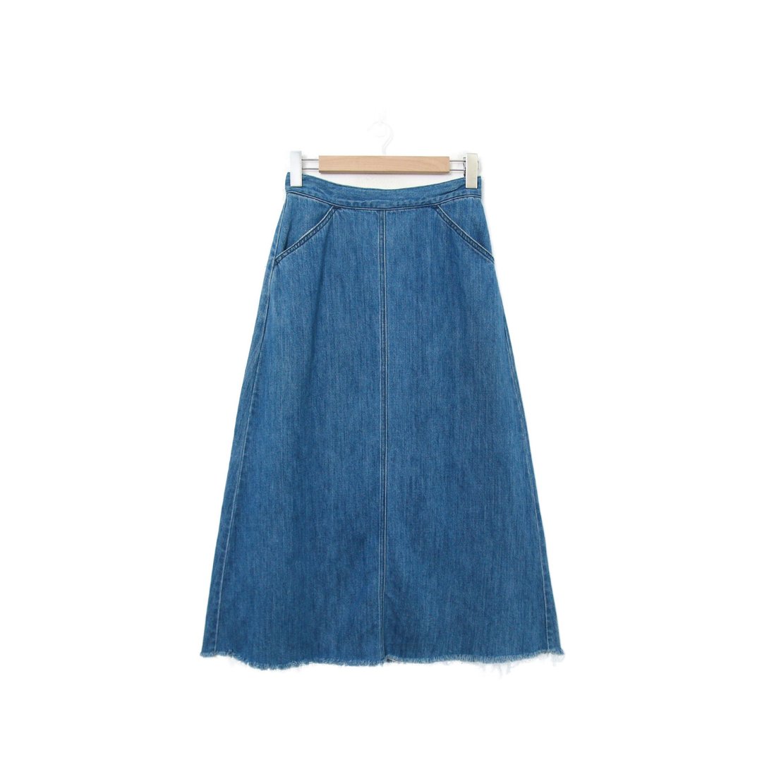 Back to Green- 复古丹宁长裙 34-38腰可穿 /ds-15 vintage skirt - 裙子 - 棉．麻 
