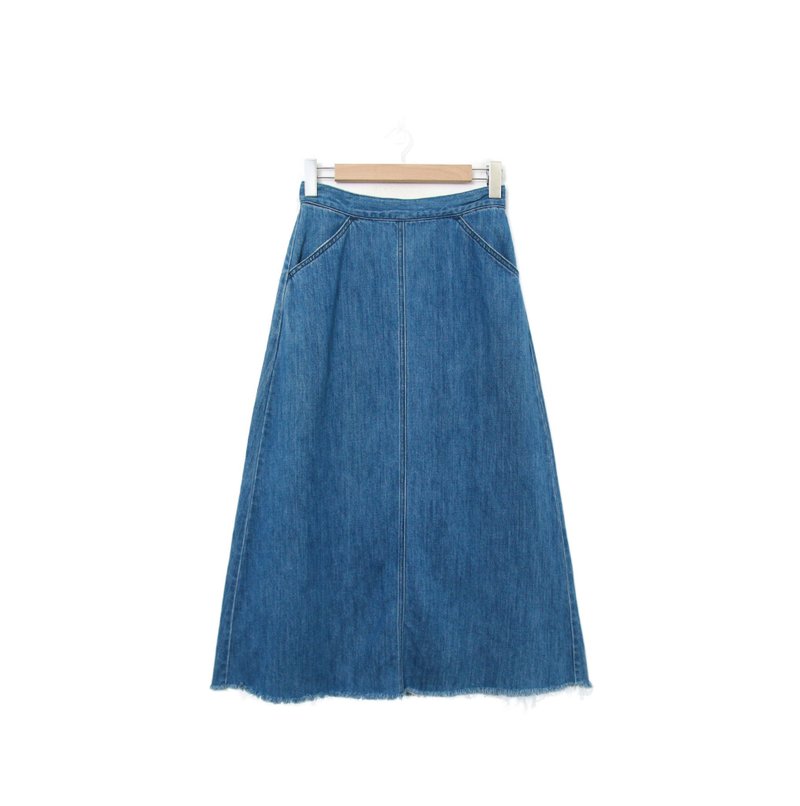 Back to Green- 复古丹宁长裙 34-38腰可穿 /ds-15 vintage skirt - 裙子 - 棉 