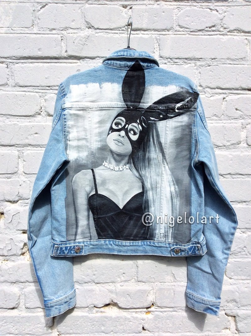 手绘丹宁外套 Ariana Grande 手绘 订制外套 礼物 个人化外套 - 女装休闲/机能外套 - 棉．麻 多色