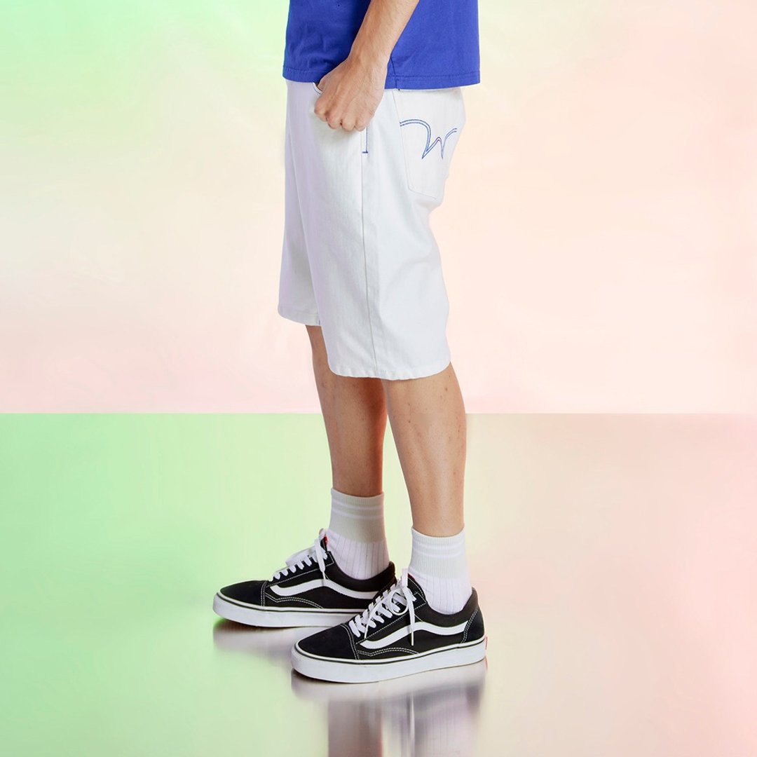 EDWIN 男装 加大码 EDGE JERSEYS 迦绩合身牛仔短裤 (白色) #裤子 - 男士短裤 - 棉 白色