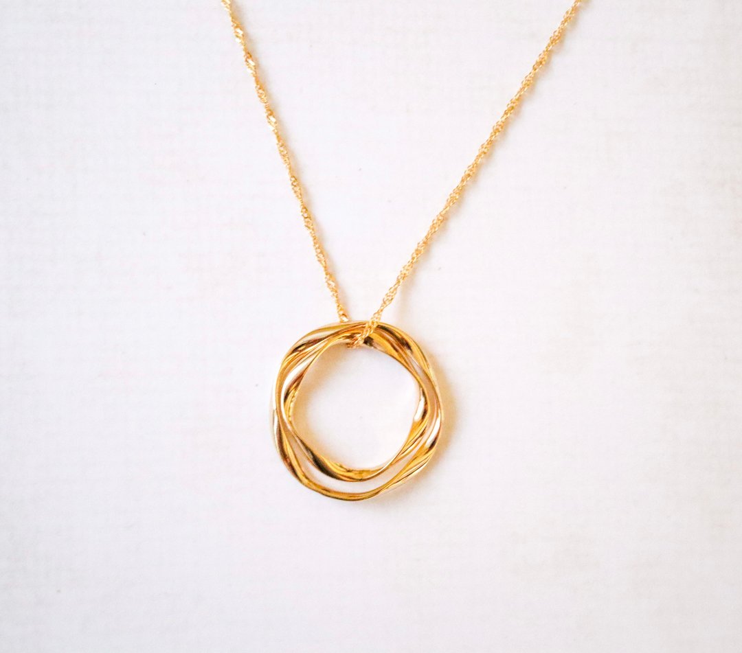 double ring necklace - 项链 - 其他金属 金色