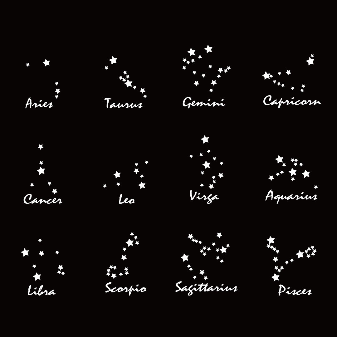 十二星座 星心 星座 银白色 防水车贴 机车贴纸 高亮度防水耐晒 - 贴纸 - 防水材质 