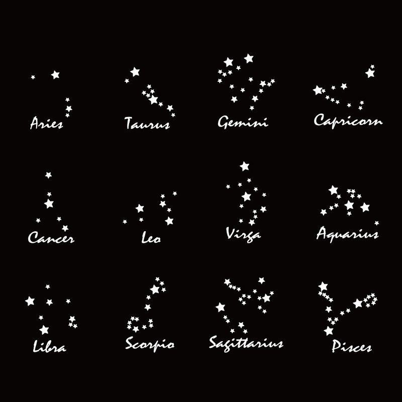 十二星座 星心 星座 银白色 防水车贴 机车贴纸 高亮度防水耐晒 - 贴纸 - 防水材质 