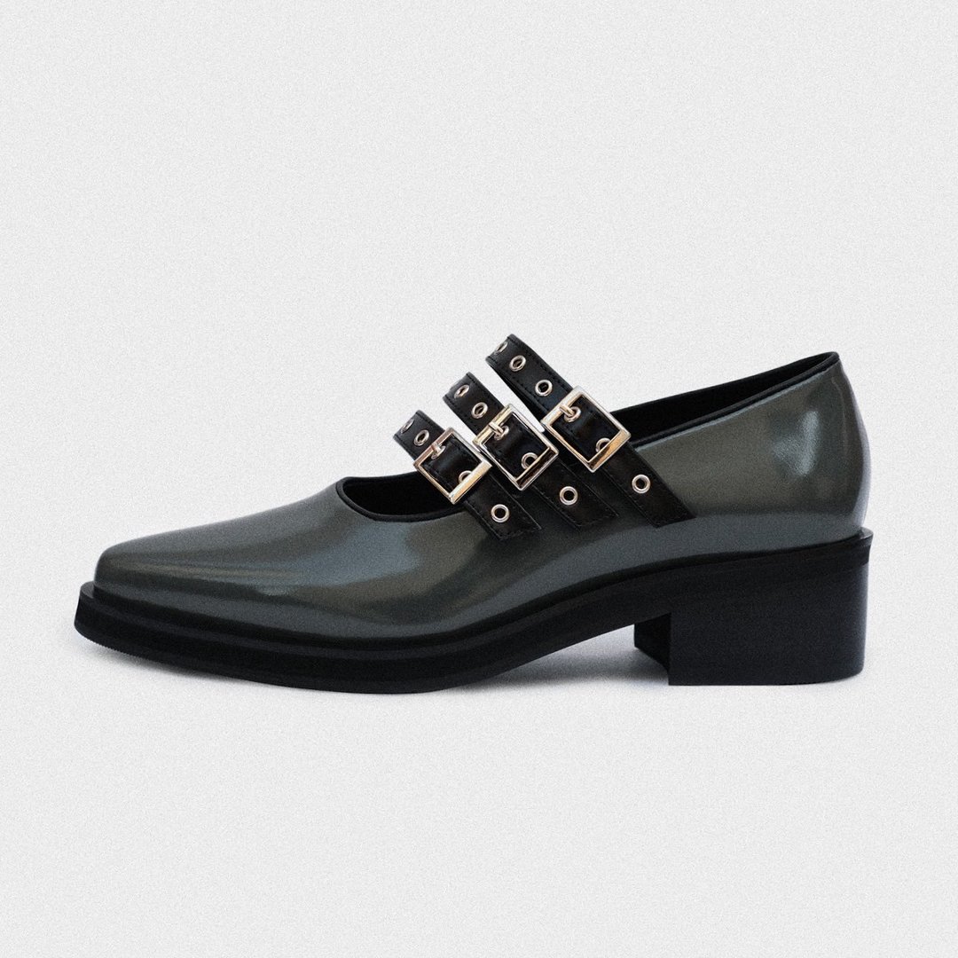Elephant Buckel Heels 2.0 - 高跟鞋 - 真皮 灰色
