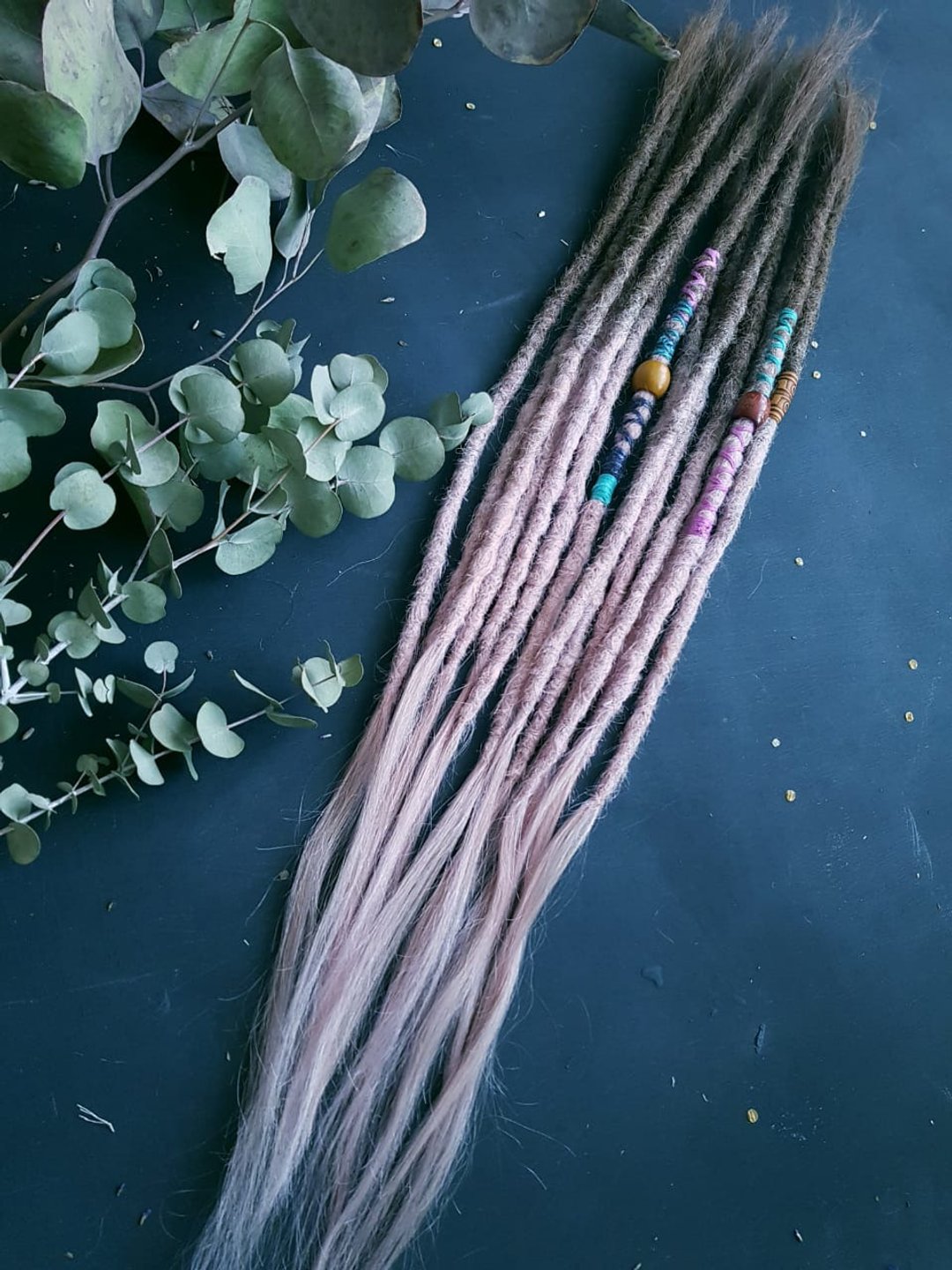 Pale Pink Ombre Human Hair Dreads lengthen dreadlock 100% Real Human Dreadlock - 发饰 - 其他材质 粉红色