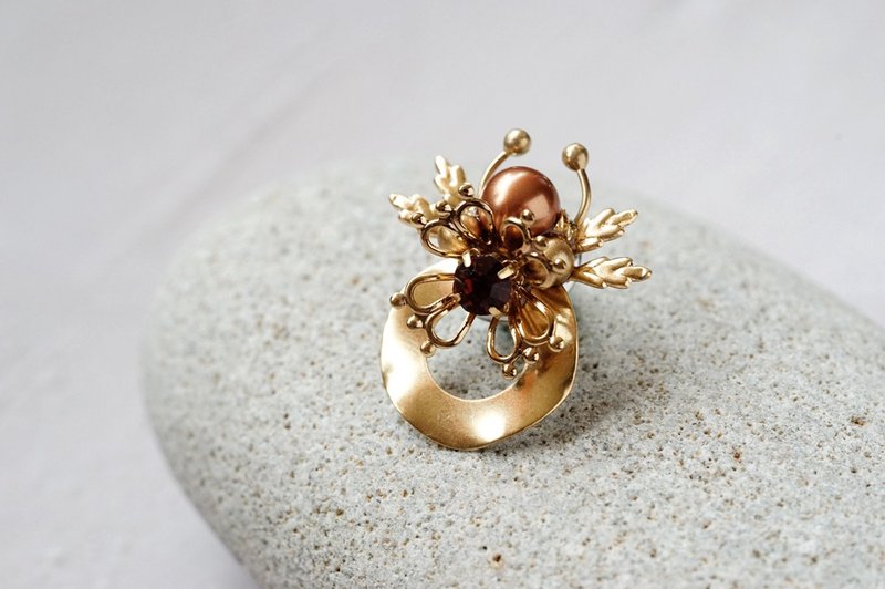 昆虫 - 复古水晶花片胸针 - 胸针 - 不锈钢 多色