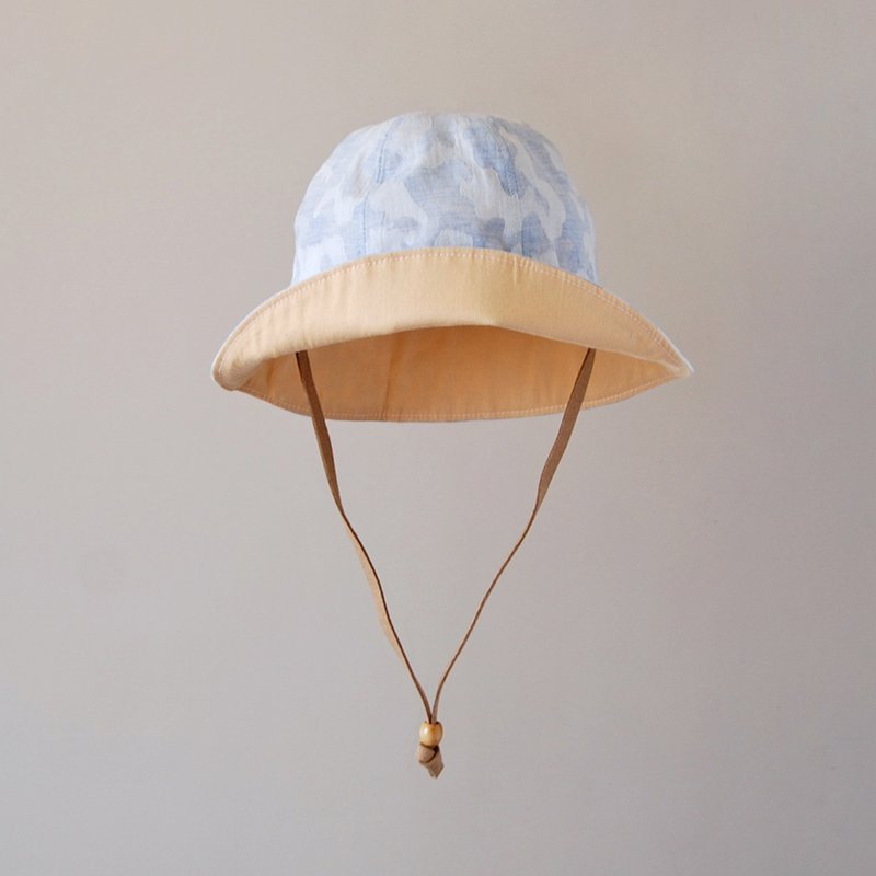 色织迷彩浅蓝轻薄儿童遮阳帽 - 其他 - 棉．麻 蓝色