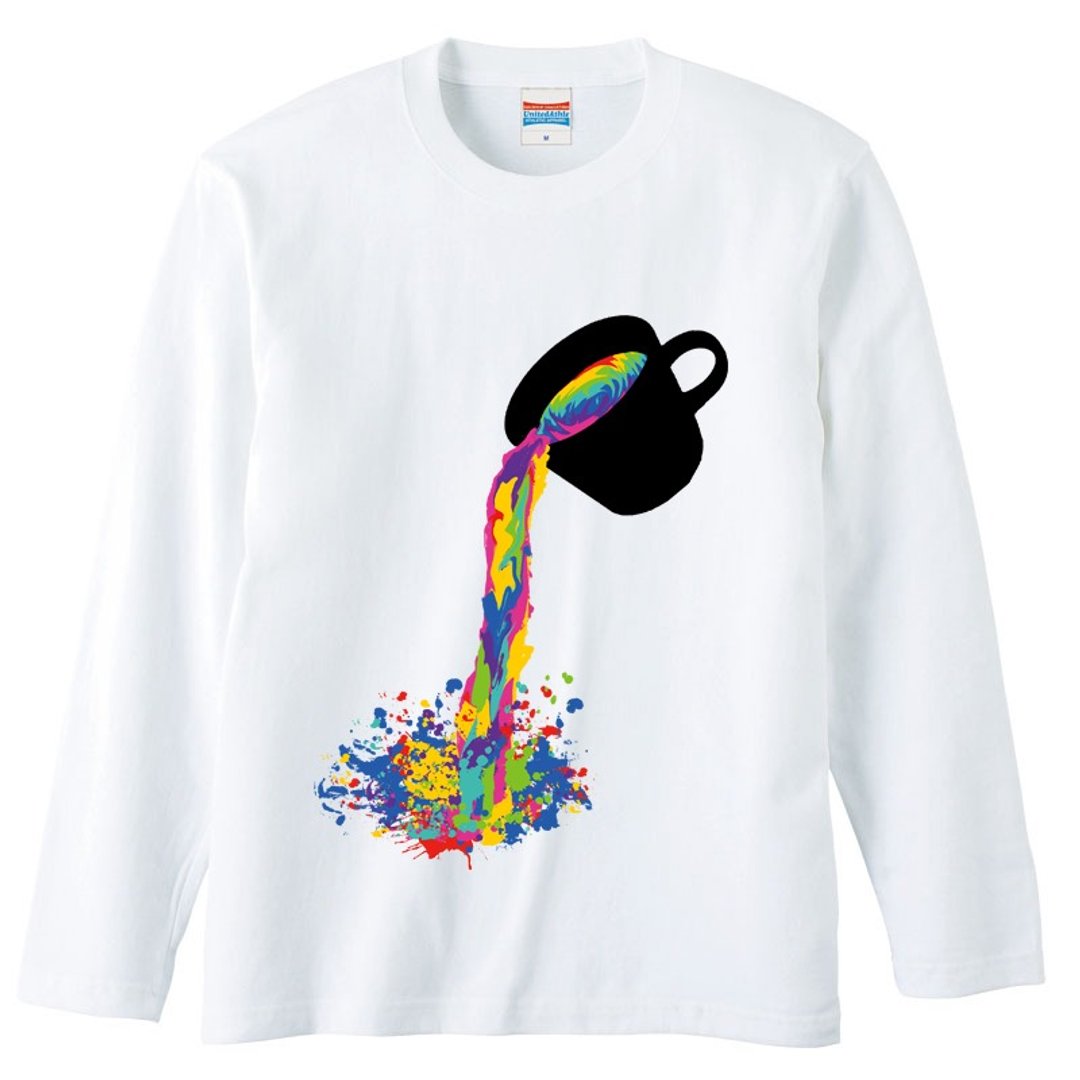 Long sleeve T-shirt / Colorful juice - 男装上衣/T 恤 - 棉 白色