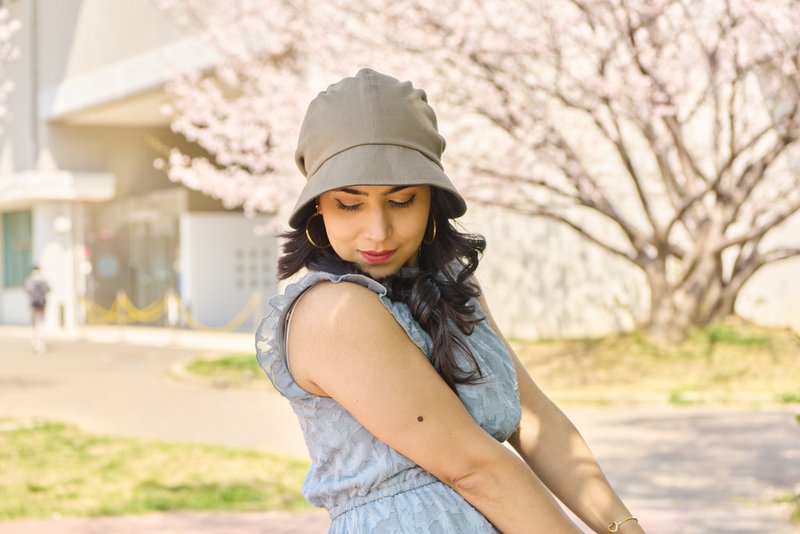 100%有机棉 柔软有机棉 无檐盔式遮阳帽 日本设计 - 帽子 - 棉．麻 卡其色