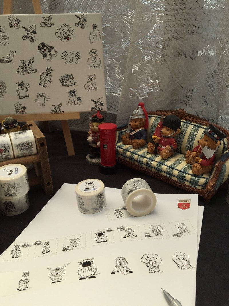 Q Family 30mm 宽版纸胶带 - 野生动物系列-1 - 纸胶带 - 纸 白色