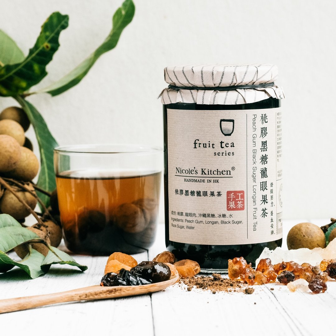 【香港手工果蜜茶】桃胶黑糖龙眼果茶 │ 养血宁神 肌肤蜜友 - 蜂蜜/黑糖 - 新鲜食材 