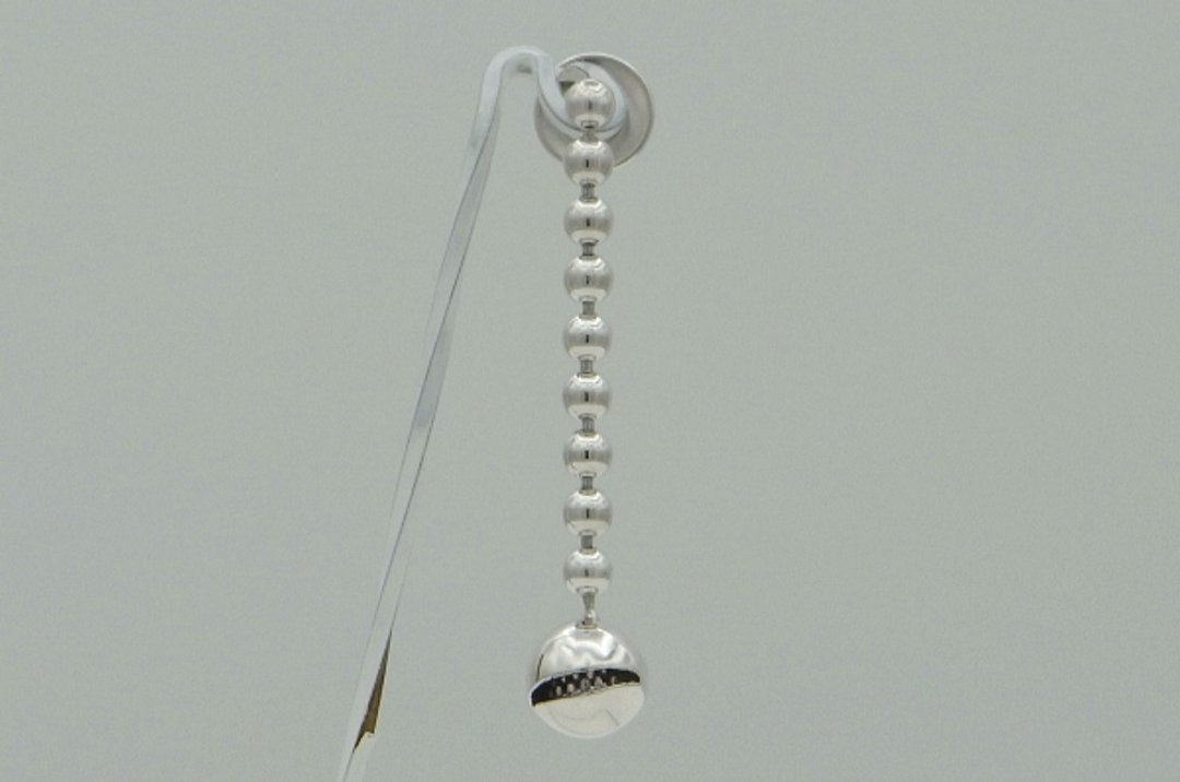 anti smile ball chain Pierce_1 type:B (s_m-O.59) 笑臉 穿孔耳环 sterling silver earring - 耳环/耳夹 - 其他金属 银色